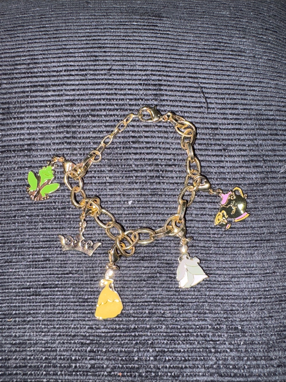 19-vintage Disney bracelet. Beauty and the beast princesses charms